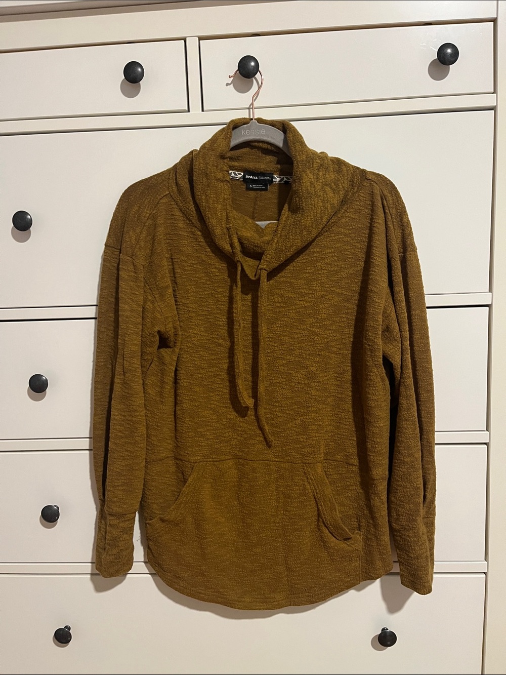 Prana Cowl Neck Pullover Sweater in Olive
